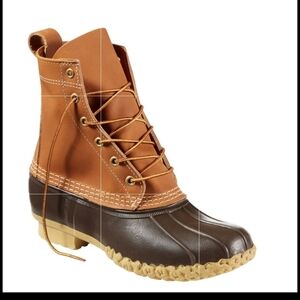 L.L. Bean Brown and Tan Men's Duck Rain Boots 6 In New Condition